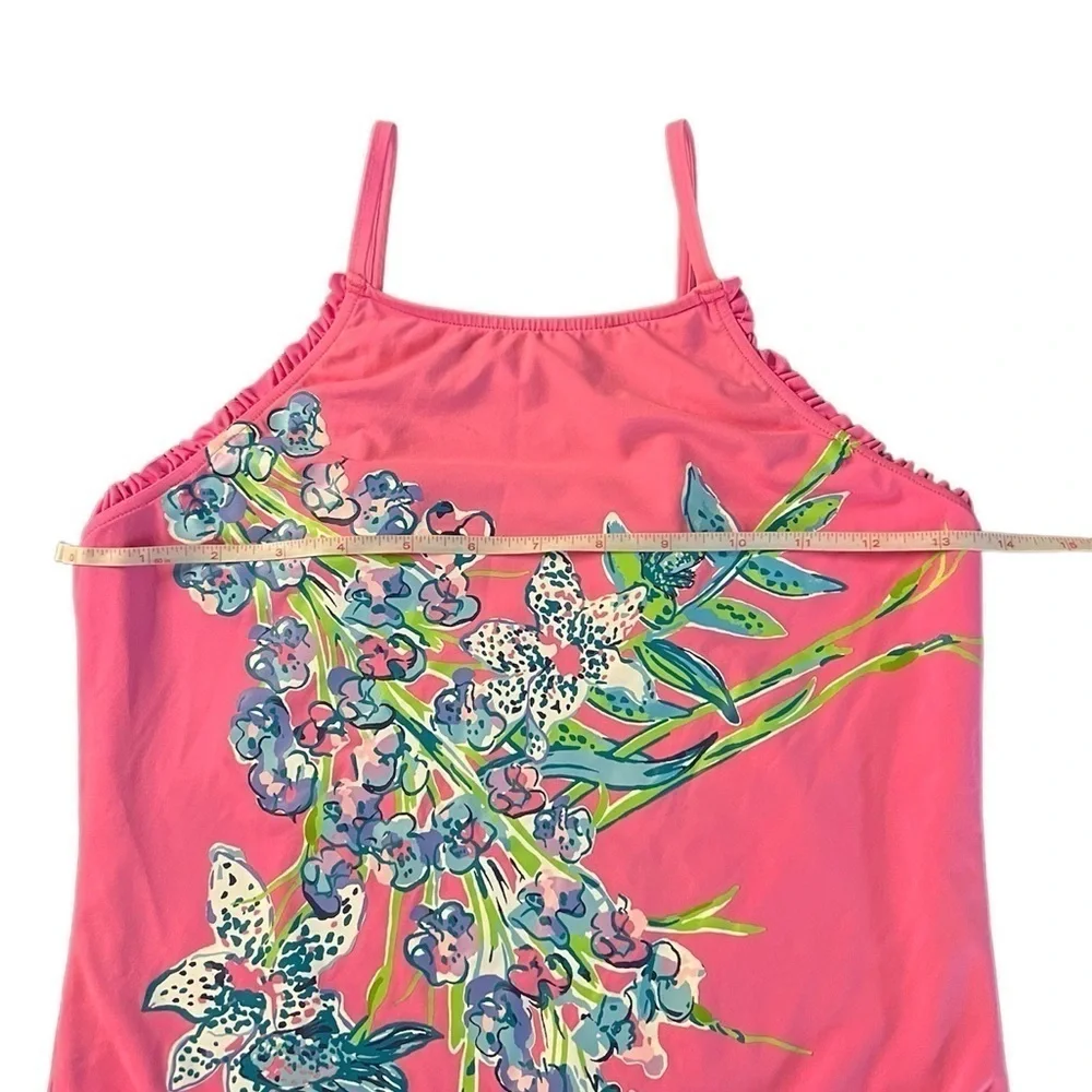 LILLY PULITZER GIRLS PINK FLORAL ONE PIECE SWIMSUIT SIZE 14
